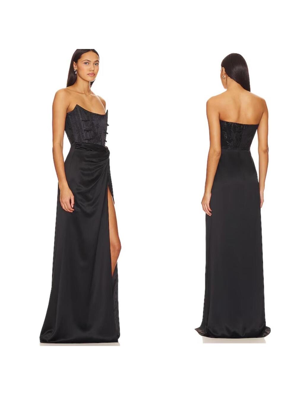 SAU LEE Julia Gown strapless maxi black